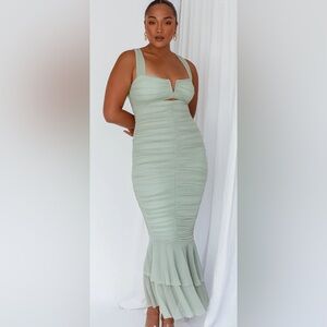 Selfie Leslie | Dresses | Selfie Leslie Nadia Ruched Fishtail Maxi Dress  Pistachio | Poshmark